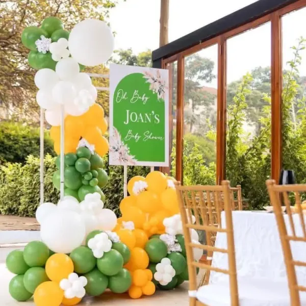 Balloon Backdrop With Rectangular Signage