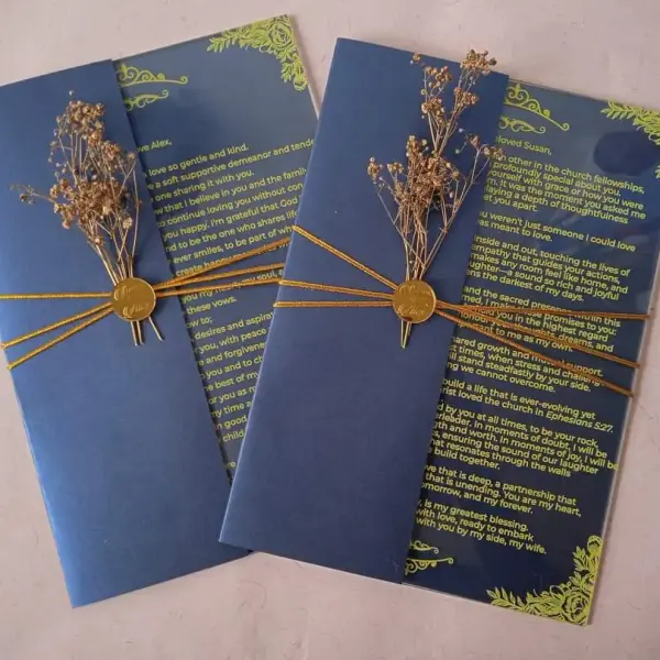 Navy Blue Flip Acrylic Wedding Card