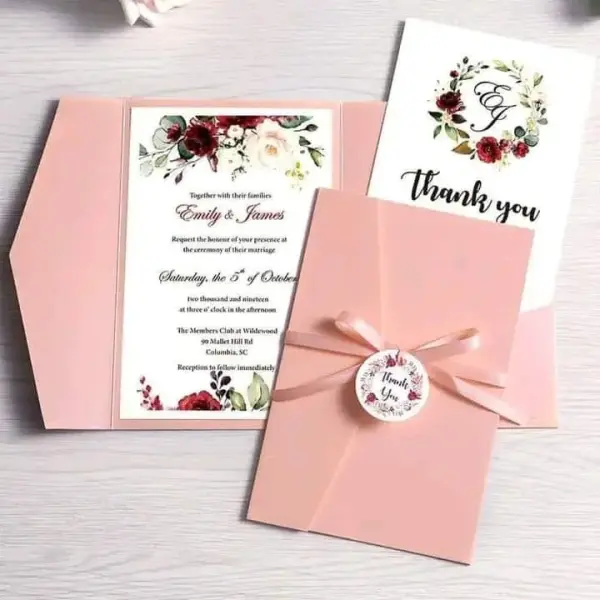 V Flip wedding card